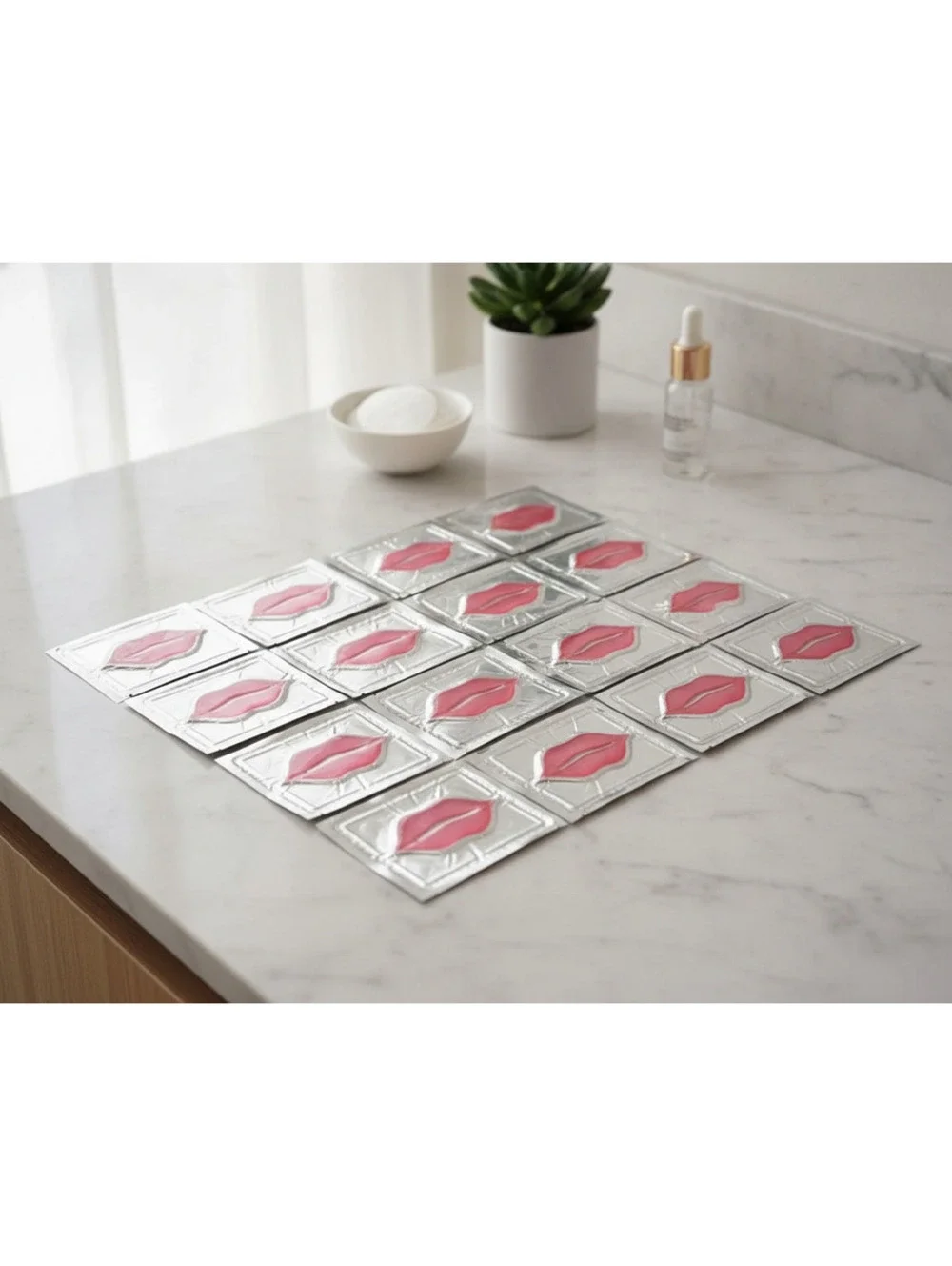 Pink Collagen Lip Mask 16PC Hydrating Gel Pads Moisturize Plump Lips Beauty NEW